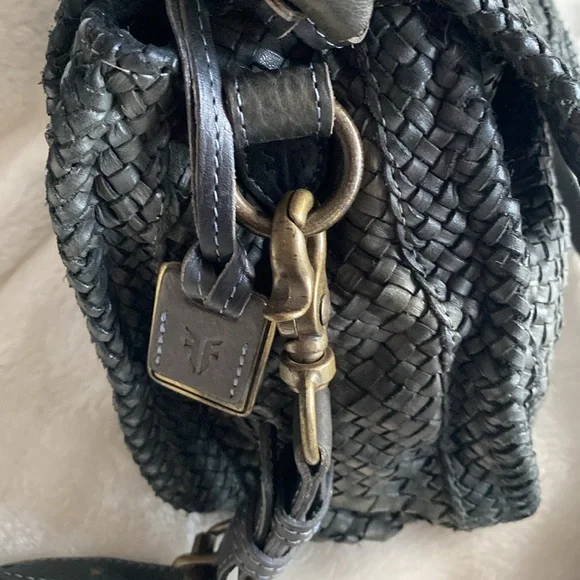 Vintage "NWT" Frye Grey Woven Leather Satchel - Picture 7 of 13